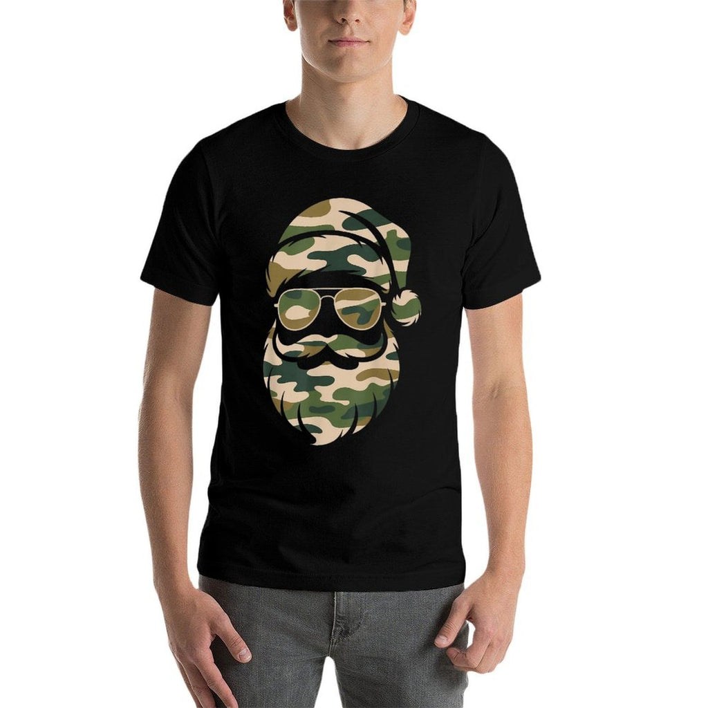 Vintage Santa Face Camouflage Christmas Xmas Camo Men Boys  Wrinkle-resistant T-Shirt