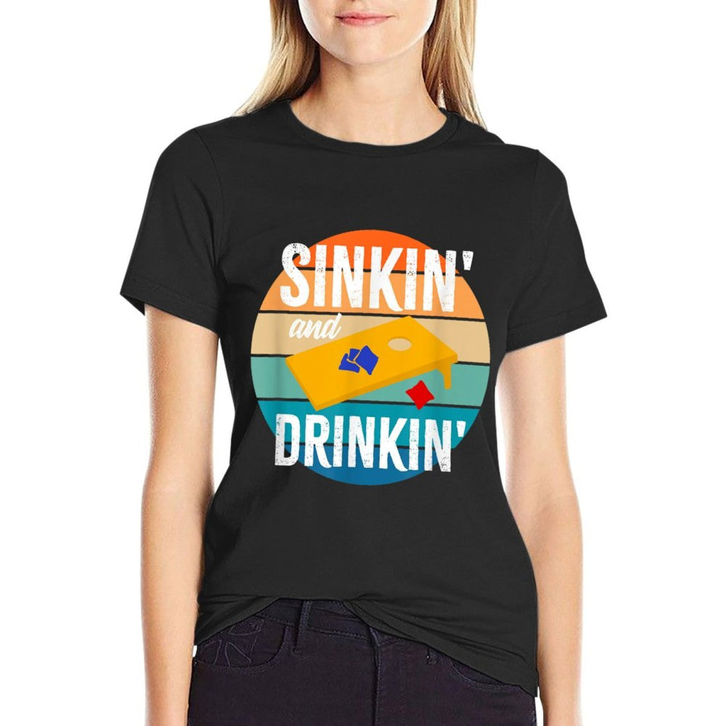 Sinkin And Drinkin Cornhole Sinking Drinking Funny Cornhole  Lightweight T-Shirt