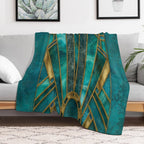 Elegant Stained Glass Art Deco Window With Marble And Gemstone Velvety-soft Throw Blanket