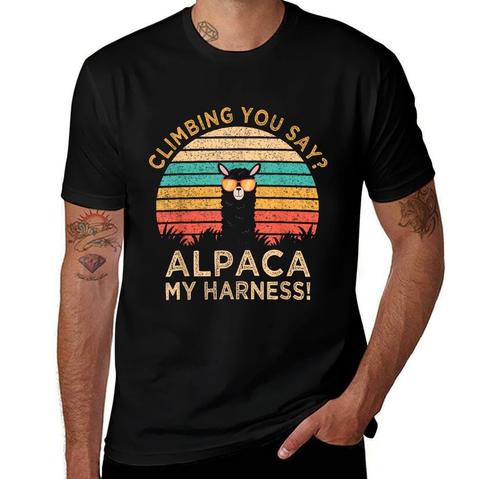 Climbing You Say Alpaca My Harness Funny Rock Climber Gift  Relaxed-fit T-Shirt
