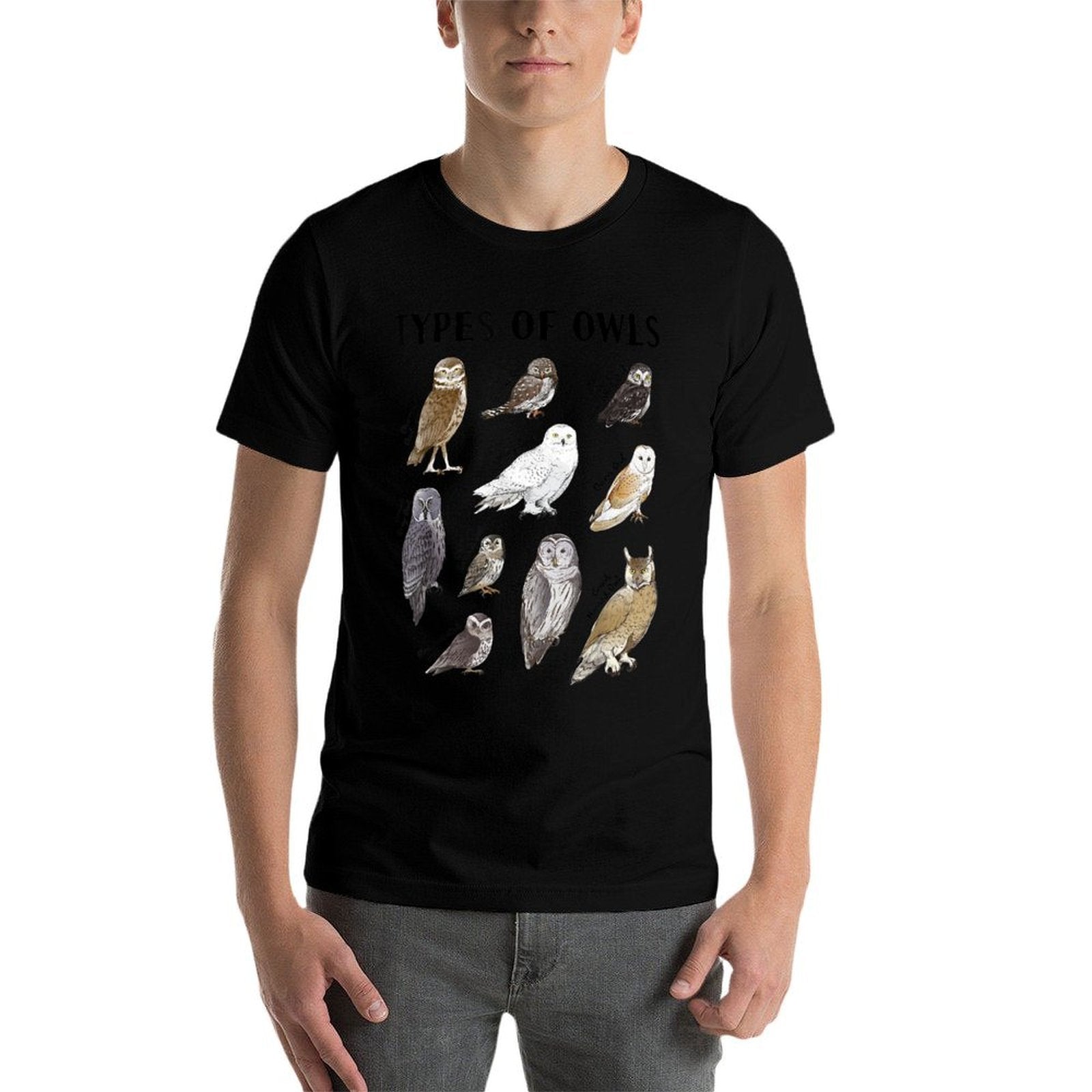 Types of Owls Educational Collection Cute Owl Lover  Stretchy T-Shirt