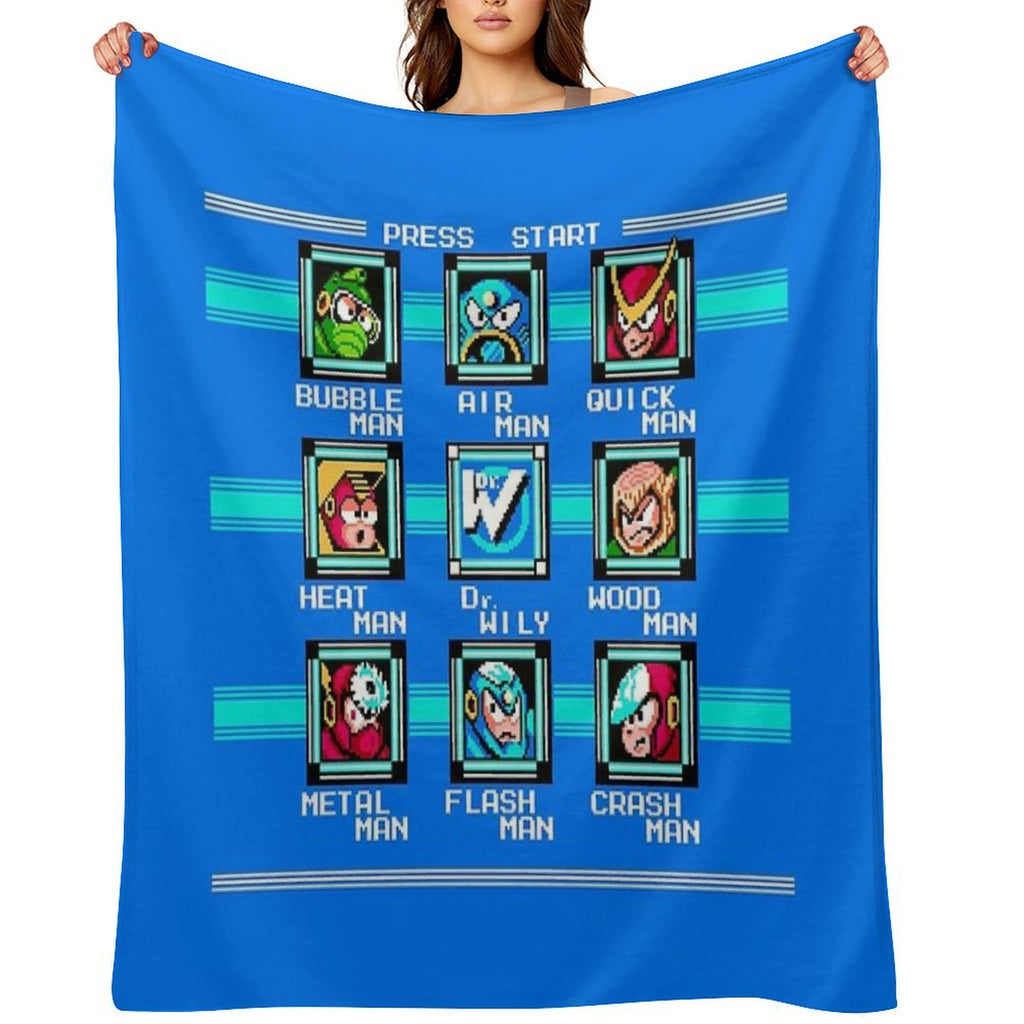 Megaman 2 Stage Select Velvety-soft Throw Blanket
