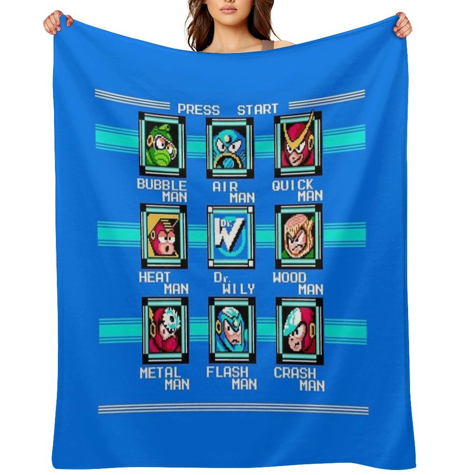 Megaman 2 Stage Select Velvety-soft Throw Blanket