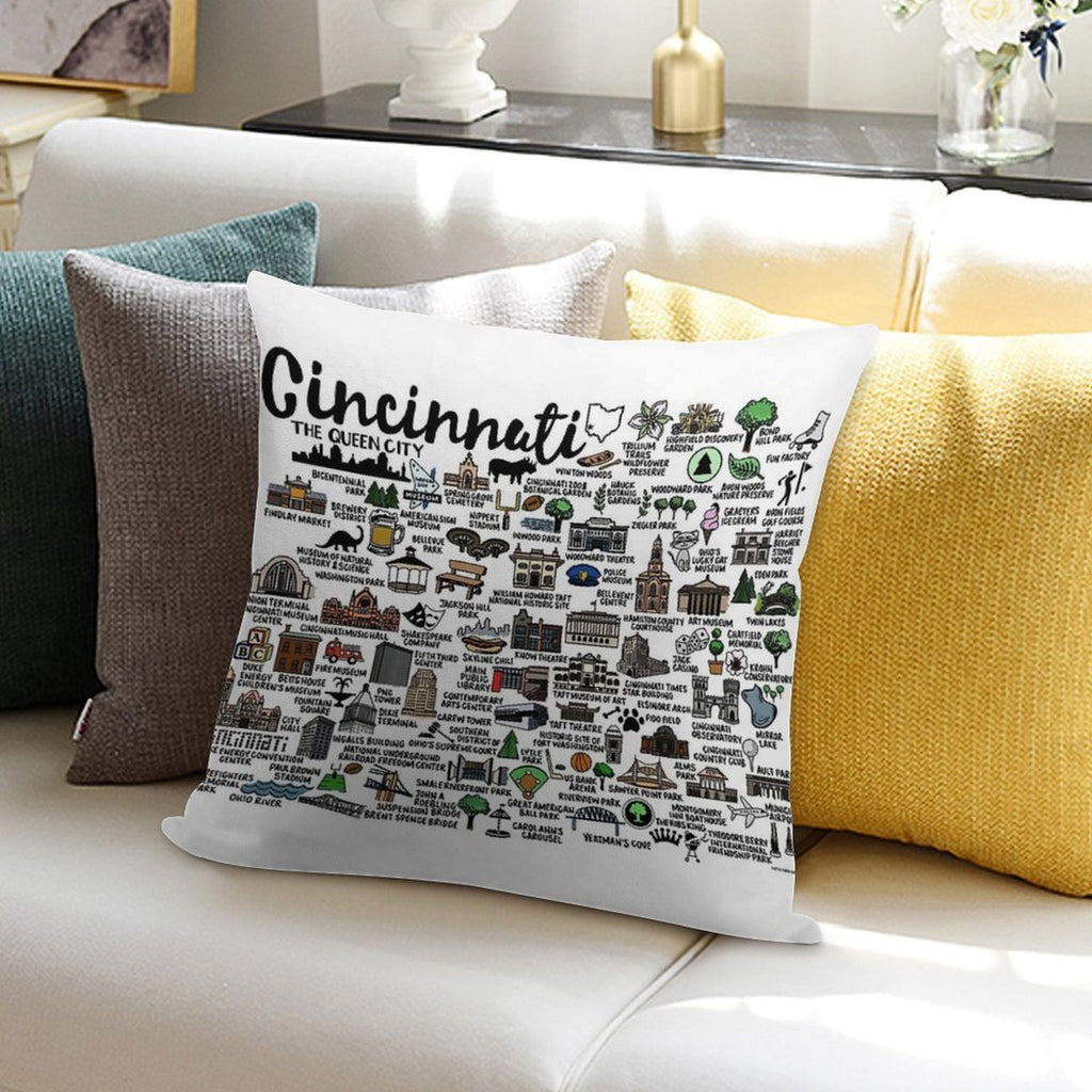 Cincinnati Ohio Map Soft Skin-Friendly Throw Pillow