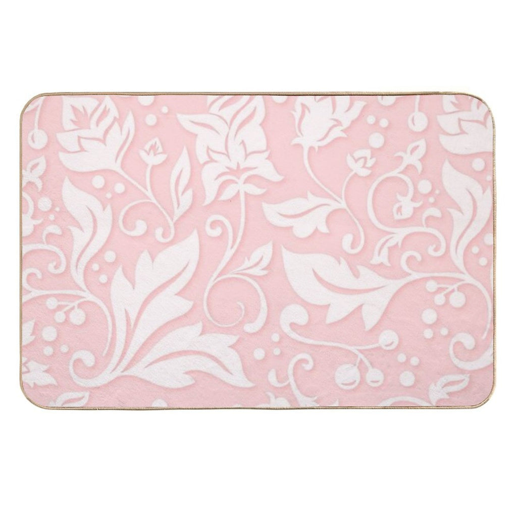 Pink Flower Print Botanical Floral Pattern  Toxin-Free Bath Mat