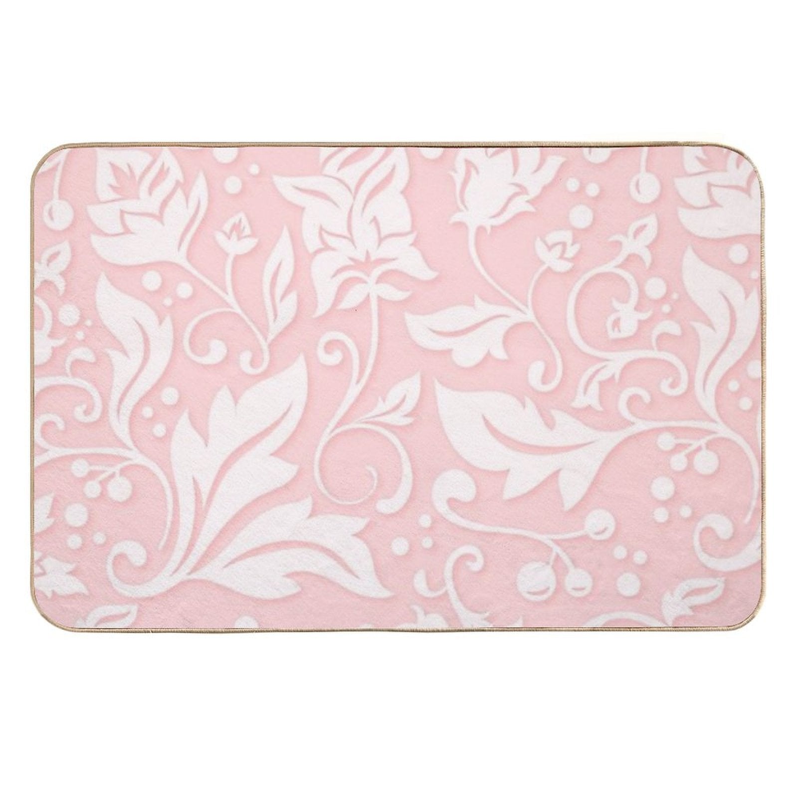 Pink Flower Print Botanical Floral Pattern  Toxin-Free Bath Mat