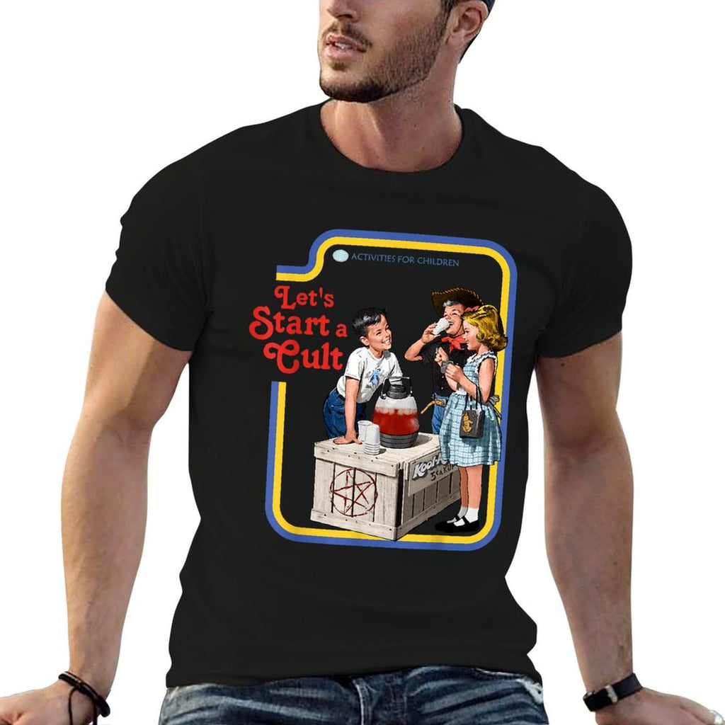 Vintage Cult Classic Fit Round Neck,, Black Cotton-Polyester Blend  Rolled Sleeves T-Shirt