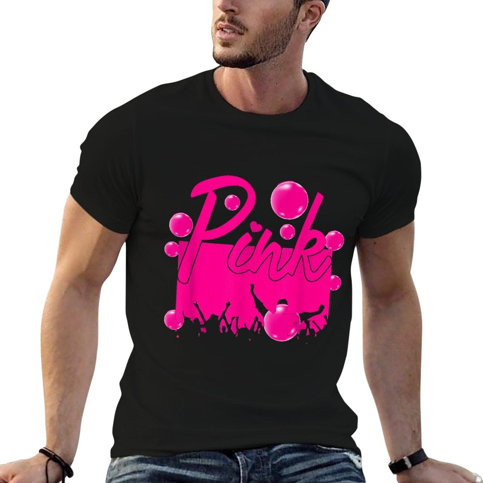 Retro Pink Personalized Name Pink For Men Women Kids Meme  Oversized Silhouette T-Shirt