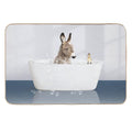 Baby Donkey And Duckling in Modern Bathtub Blue Print, Donkey Bathing, Animals in Bathtub Art by Synplus  Eco-Friendly Bath Mat