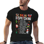 12 Days Of Dispatching Funny Christmas Dispatcher  Rolled Sleeves T-Shirt