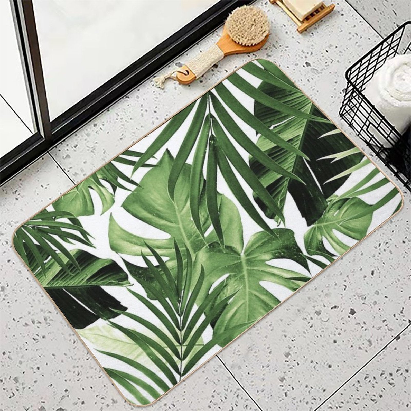 Tropical Jungle Leaves Pattern #12 #tropical #decor #art  Stain-Proof Bath Mat