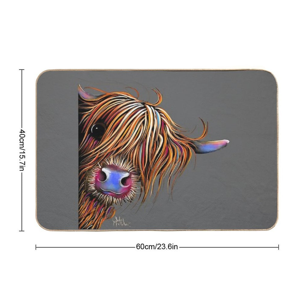 HiGHLaND CoW PRiNT SCoTTiSH ' SuGaR LuMP ON GReY ‘ BY SHiRLeY MacARTHuR  Non-Slip Bath Mat