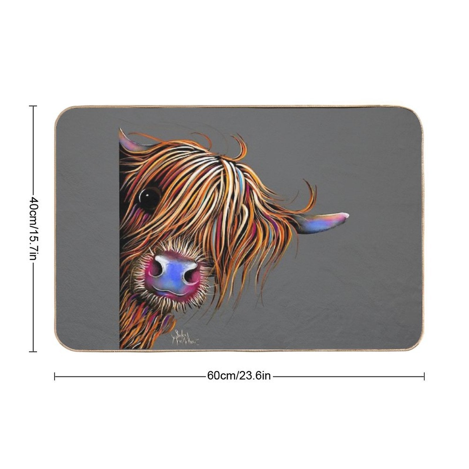 HiGHLaND CoW PRiNT SCoTTiSH ' SuGaR LuMP ON GReY ‘ BY SHiRLeY MacARTHuR  Pet-Safe Bath Mat