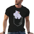 Funny Kawaii Kids Girls Pocket Hippo Lover  Soft T-Shirt