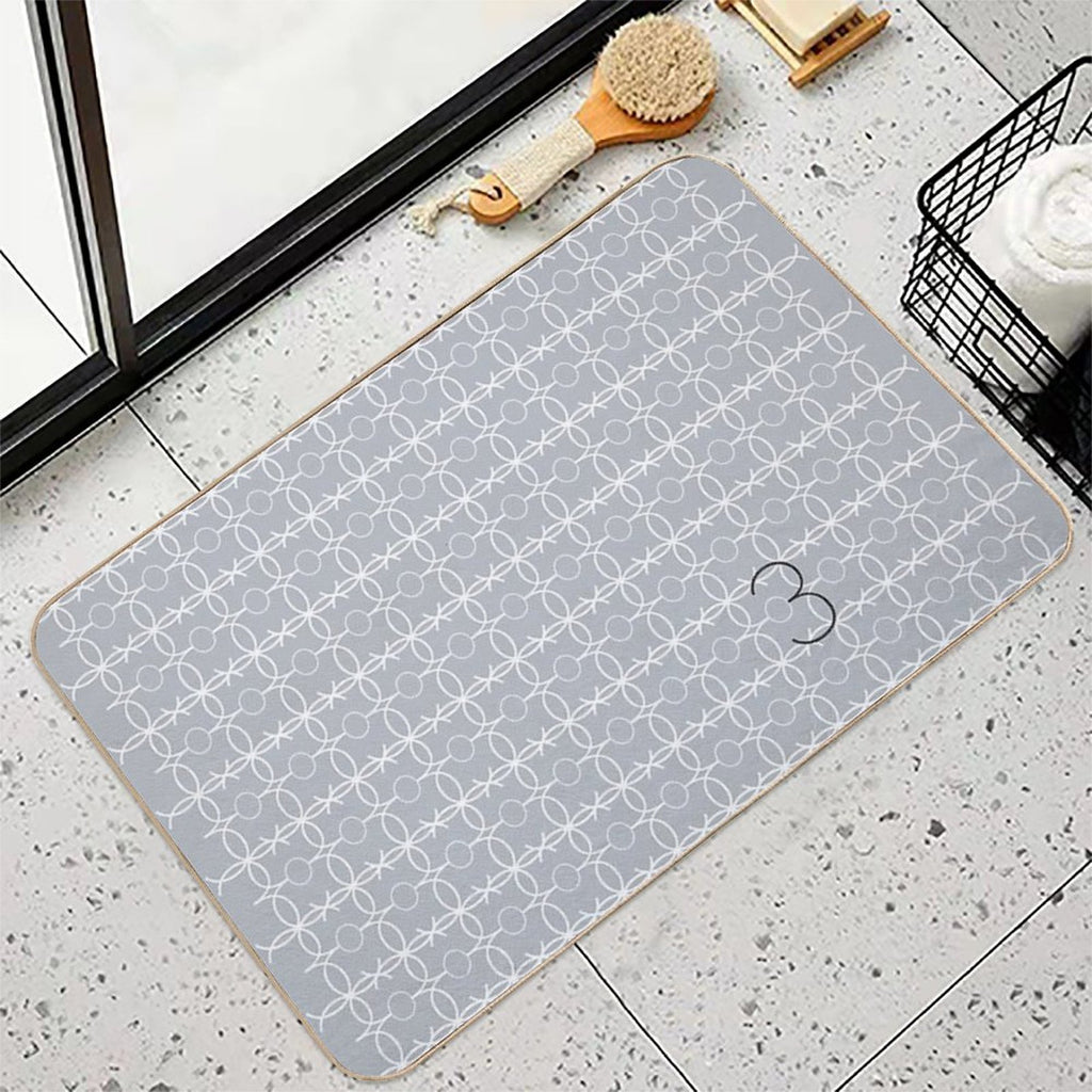 Trellis Pattern No.3 Grey  Stain-Proof Bath Mat