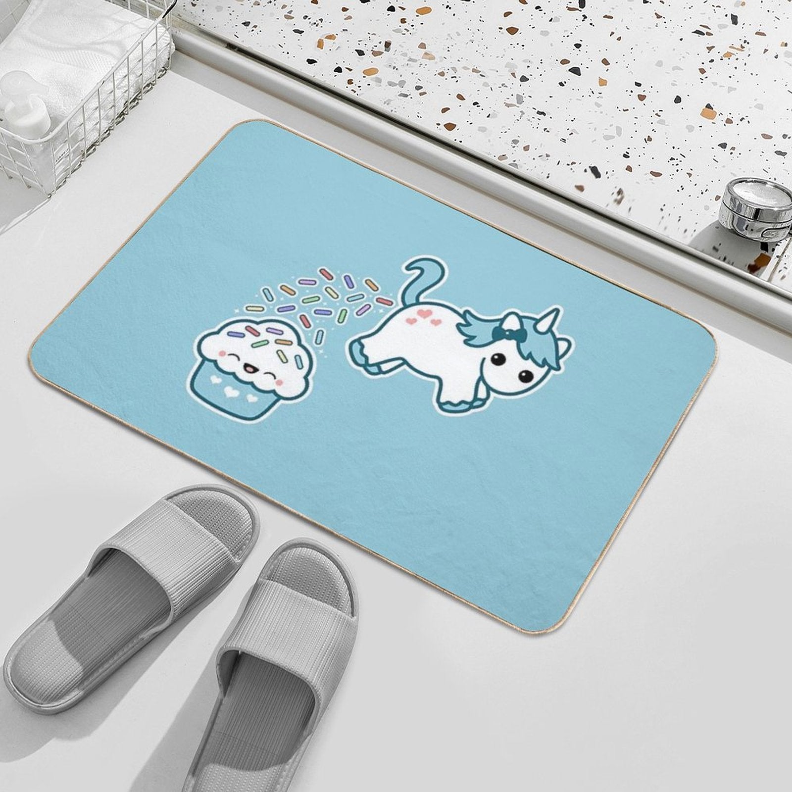 Sprinkle Poo Blue  Long-Lasting Bath Mat