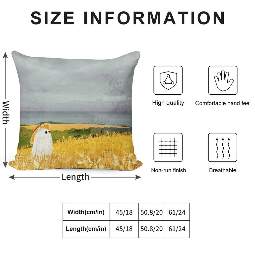 There's A Ghost in The Wheat Field Again... Soft Luxury Feel Throw Pillow