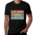 Retro Drummer Drumming Drums Percussion I Kitty Cat Lover  Slim-fit Cut T-Shirt