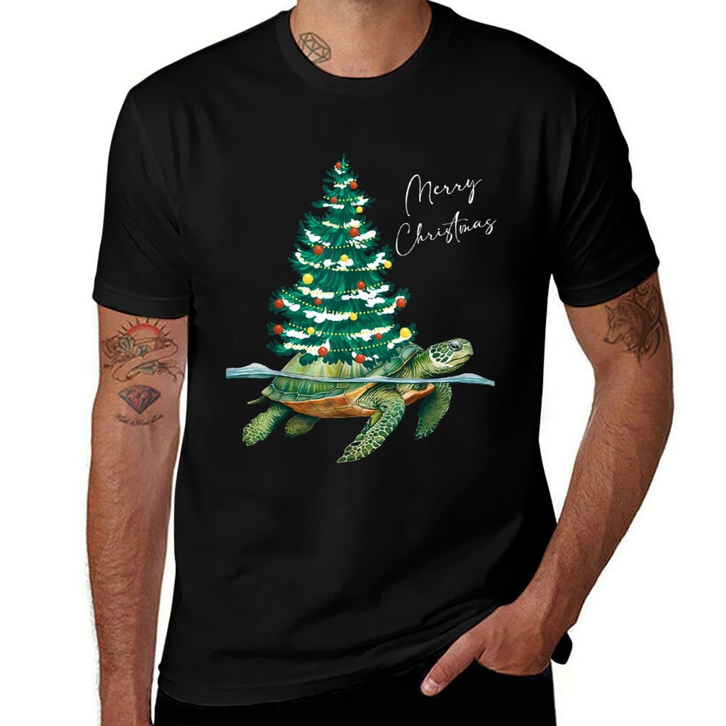 Merry Christmas Sea Turtle Xmas Tree Lights Pjs Men Women  Odor-resistant T-Shirt