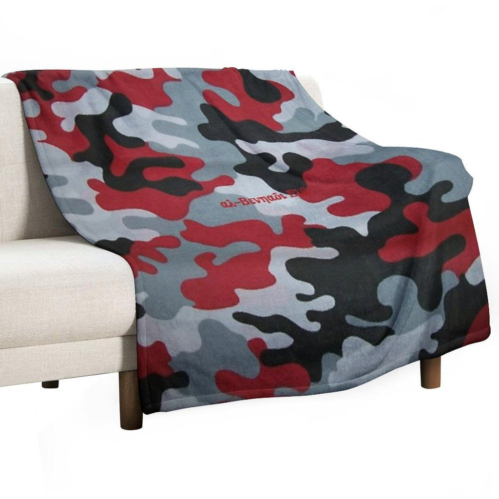 Al-Benhadi El© Acquisition, Red Camouflage Machine-washable Throw Blanket