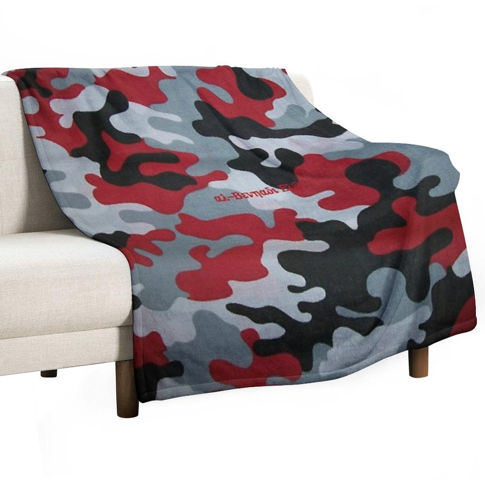 Al-Benhadi El© Acquisition, Red Camouflage Machine-washable Throw Blanket