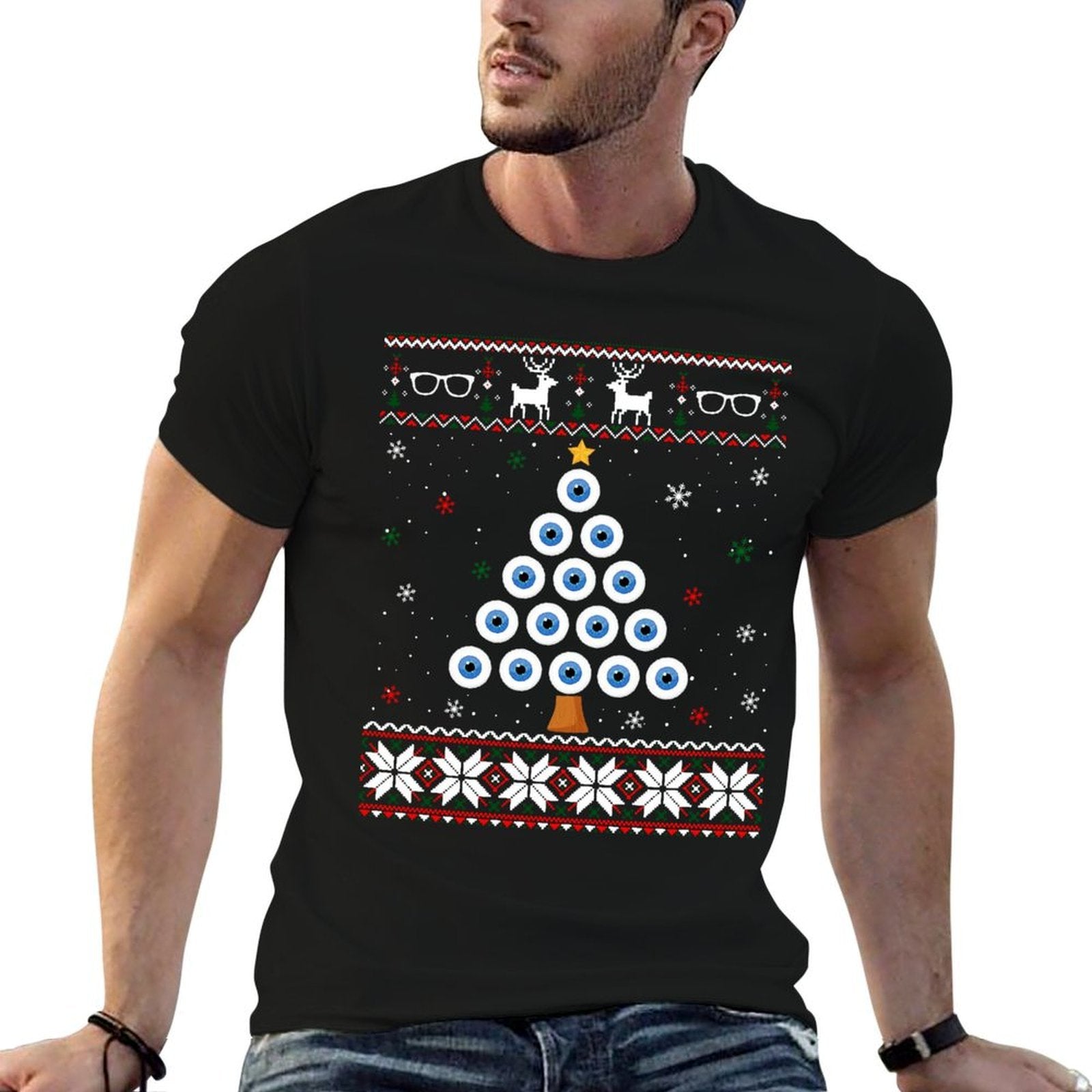 Eye Ball Christmas Tree Optometry Ugly Xmas Sweater Sweatshirt Comfortable T-Shirt