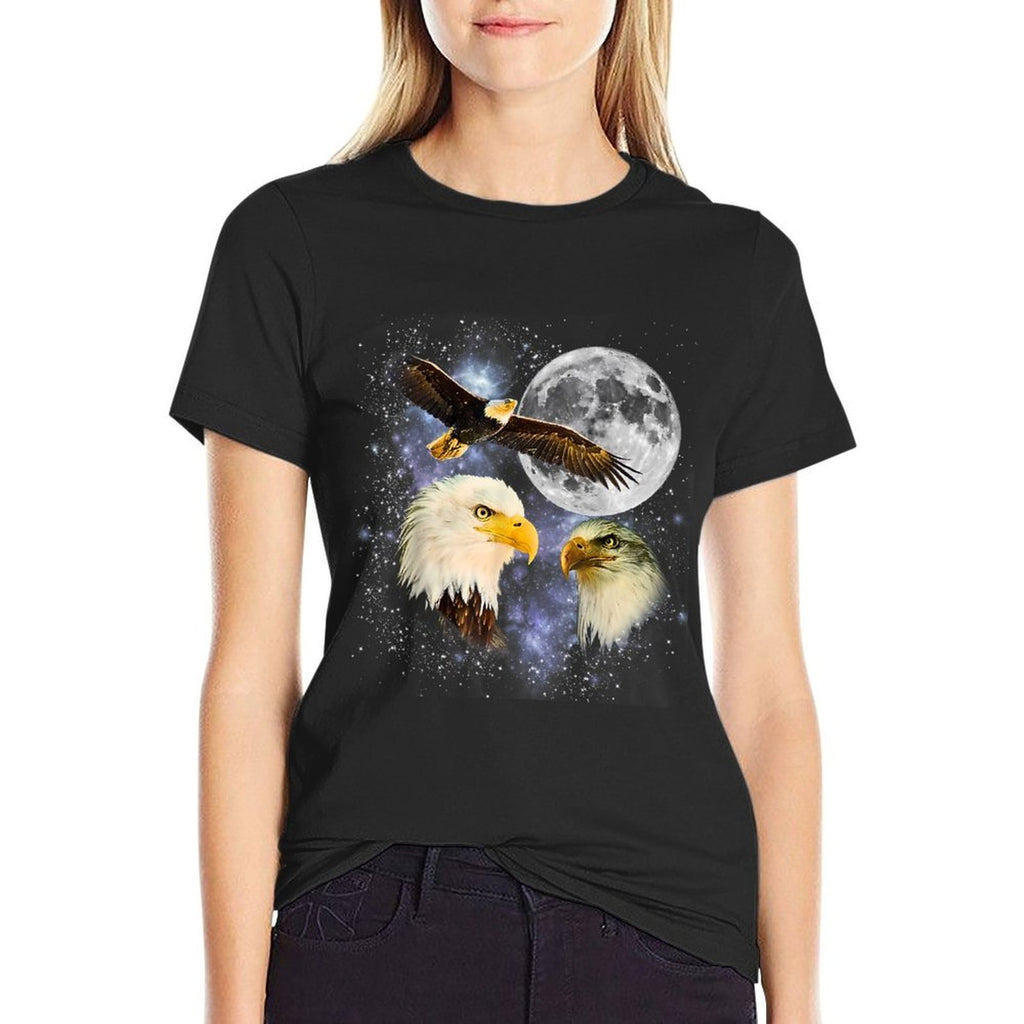 Three Bald Eagle Moon Meme Funny American Bird Eagles Lover  Eco-friendly Material T-Shirt