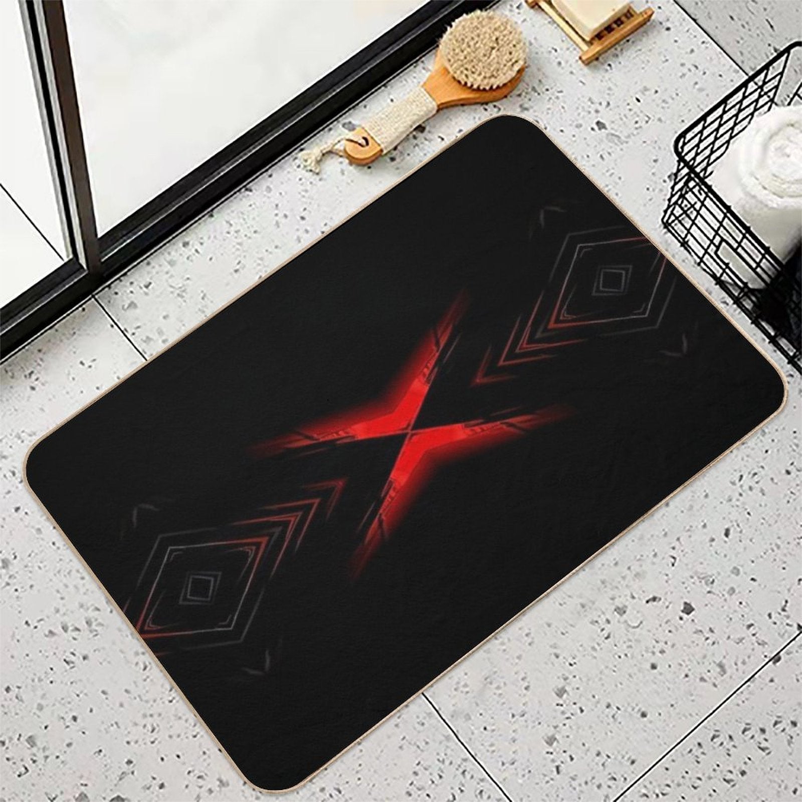 Black And Red Pattern  Long-Lasting Bath Mat