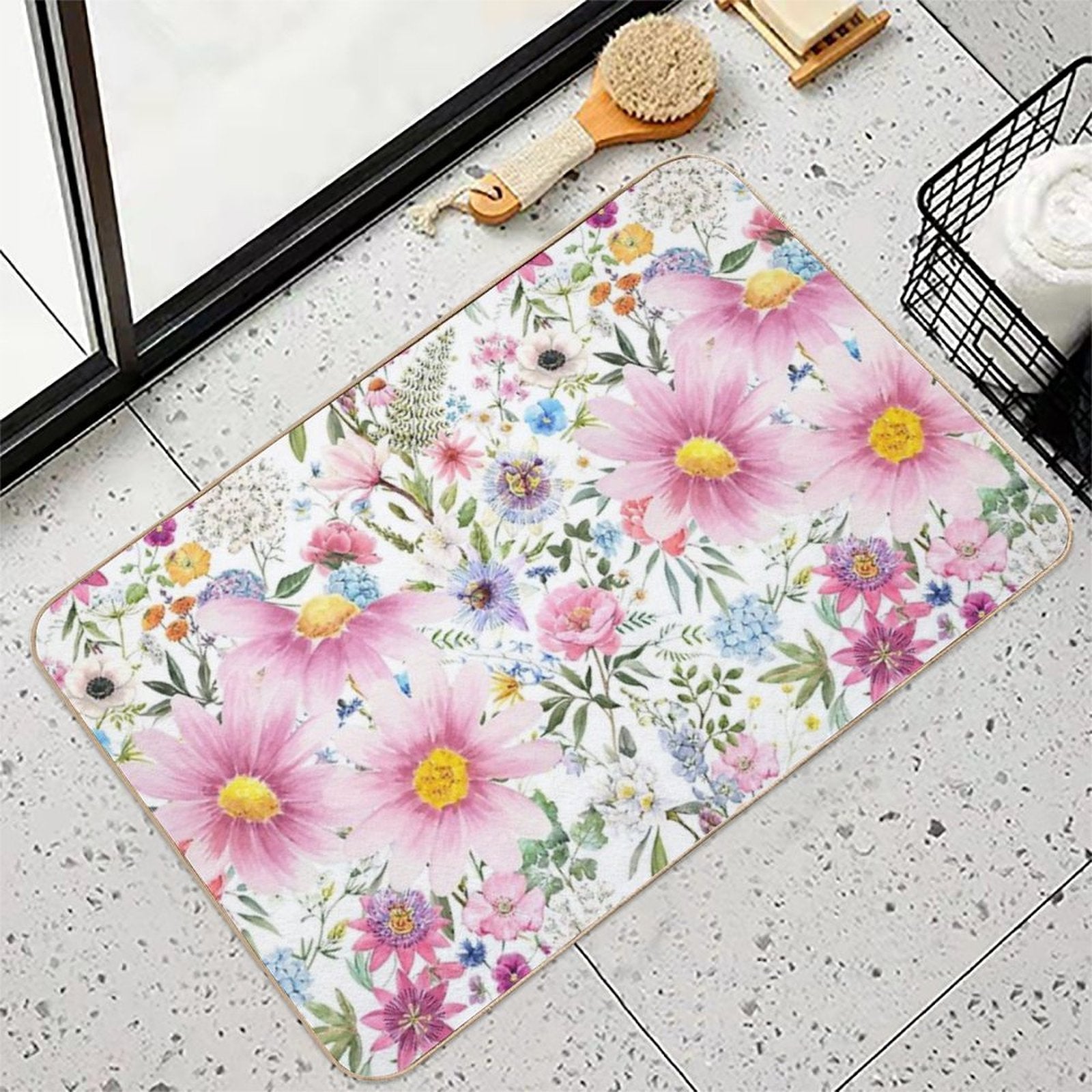 Delicate Flower Meadow  High-Traffic Bath Mat