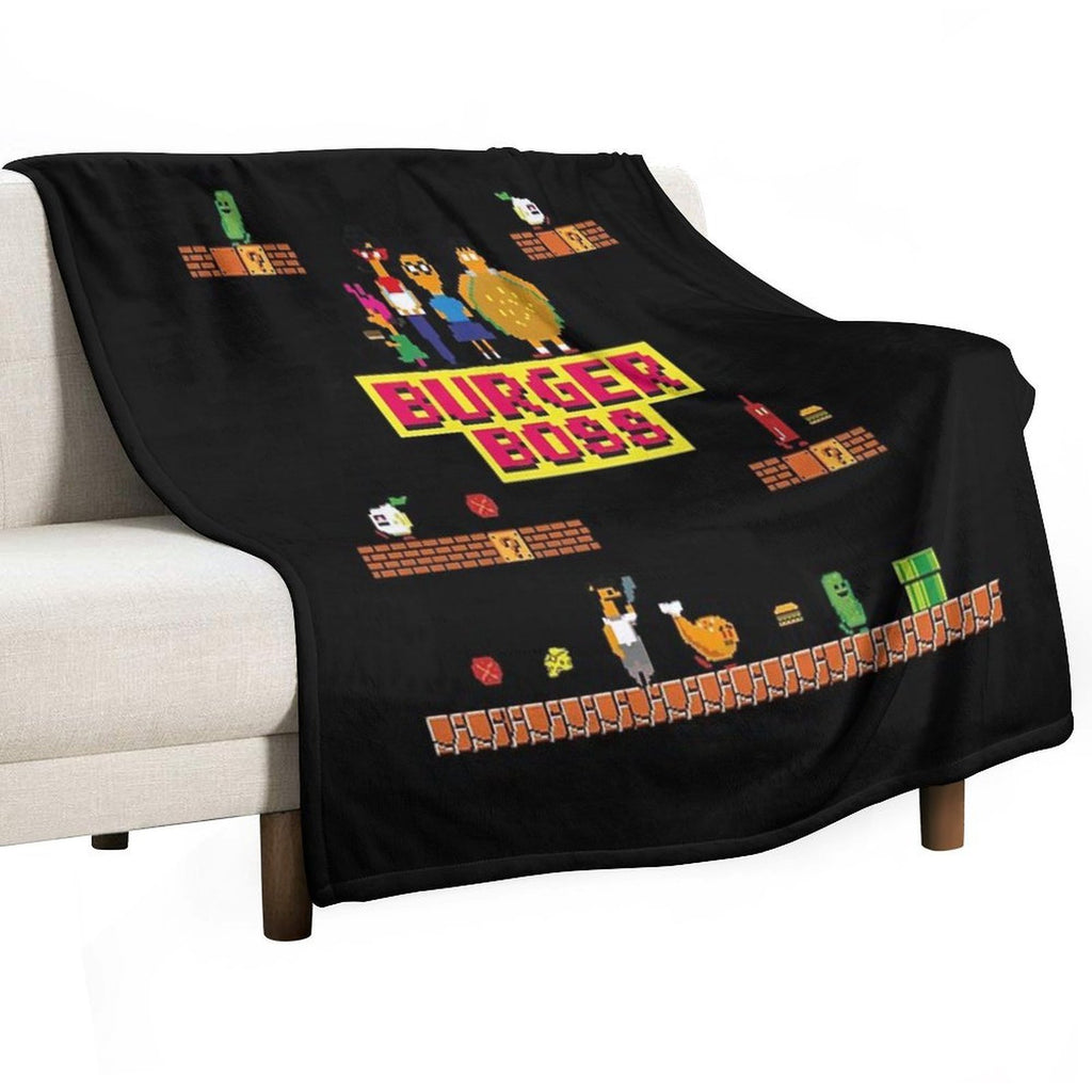 Burger Boss Pixel Art Eco-conscious Throw Blanket