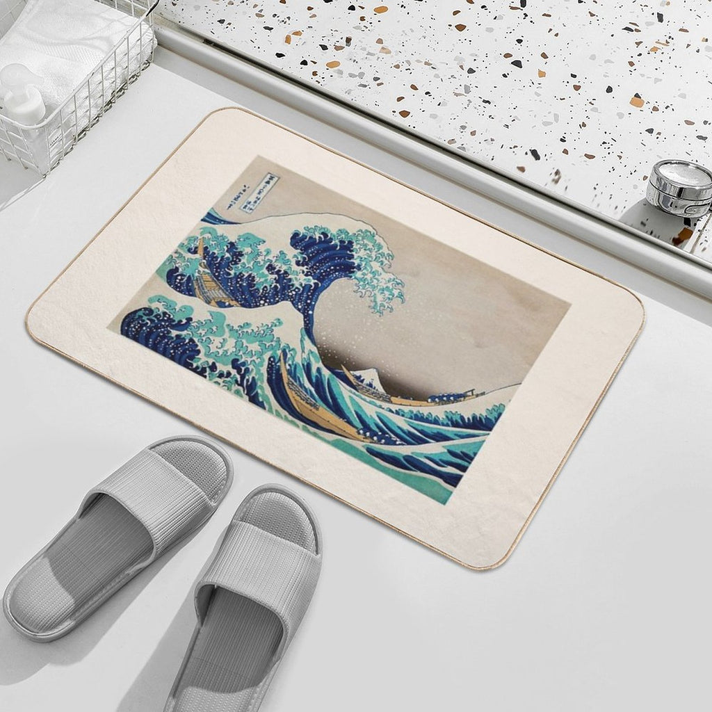 The Great Wave of Kanagawa. Japanese Finest Art by Katsushika Hokusai. Oriental Art Lovers Gift.  Versatile Bath Mat
