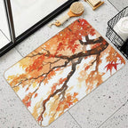 Watercolour Autumn Branches And Leaves  Anti-Trip Bath Mat