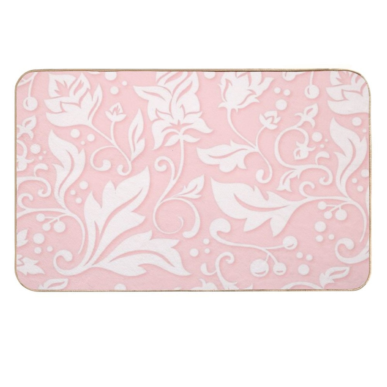 Pink Flower Print Botanical Floral Pattern  Toxin-Free Bath Mat