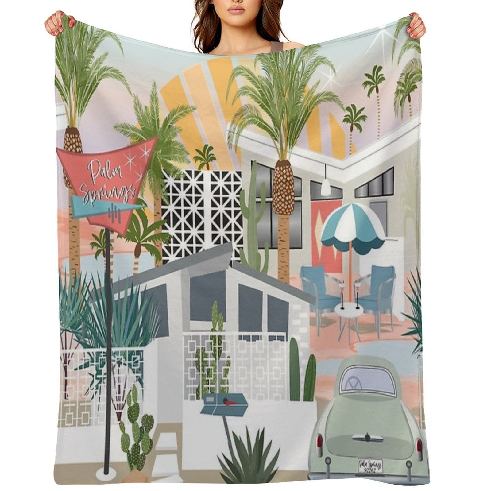 Retro Palm Springs II Easy Care Throw Blanket