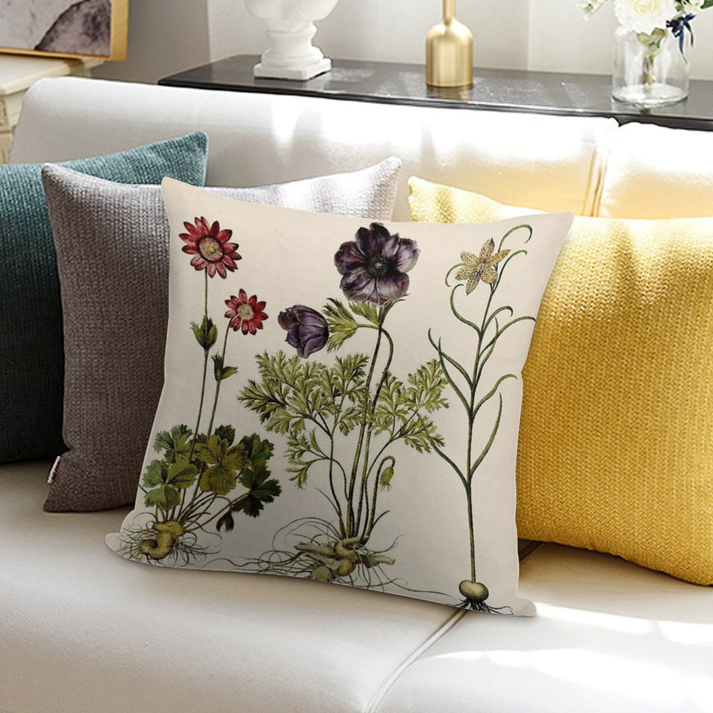 Botanica Nostalgia II Plant Botanical Study Soft Luxury Feel Throw Pillow