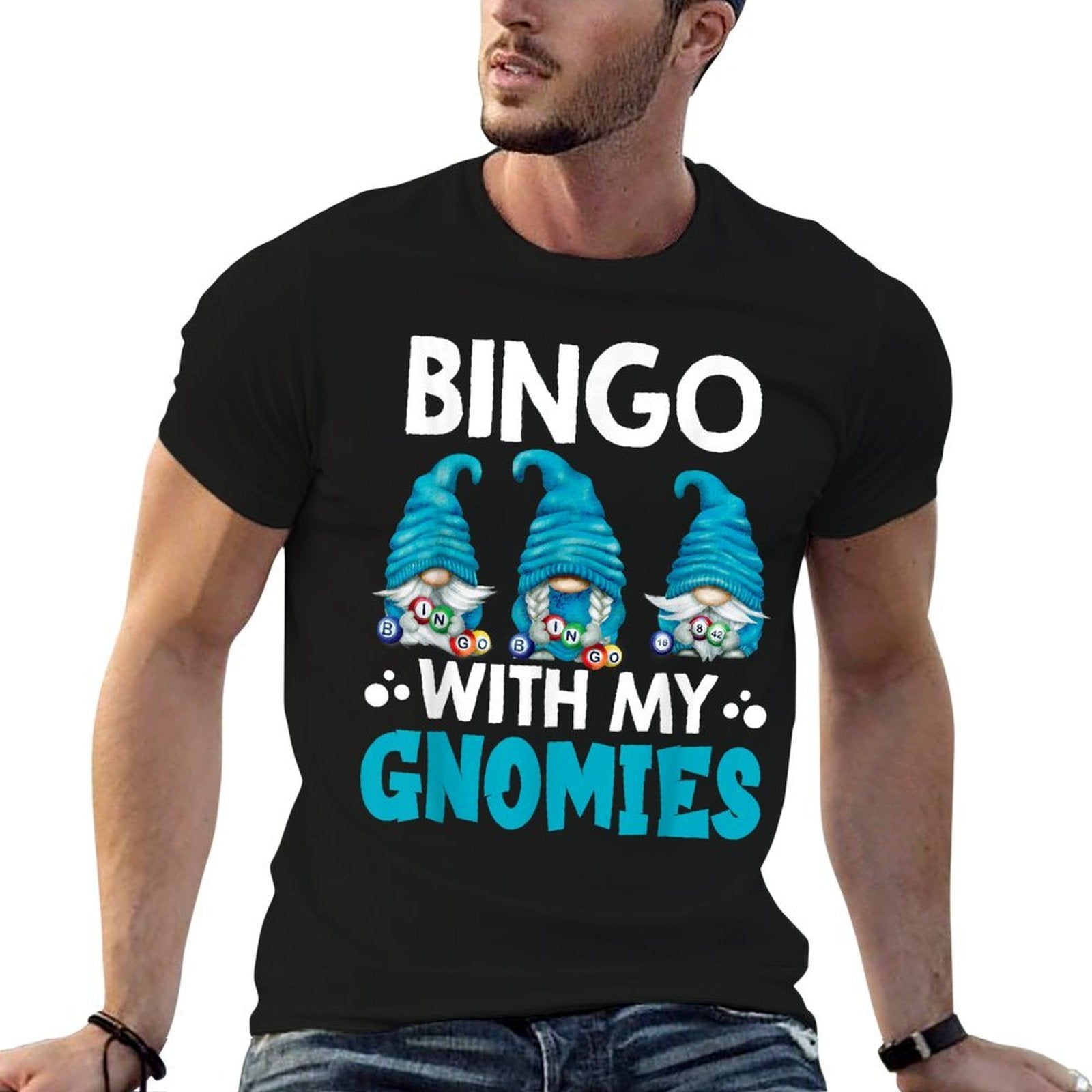 Bingo With My Gnomies Women Men Funny Bingo Gnome  Graphic-printed T-Shirt