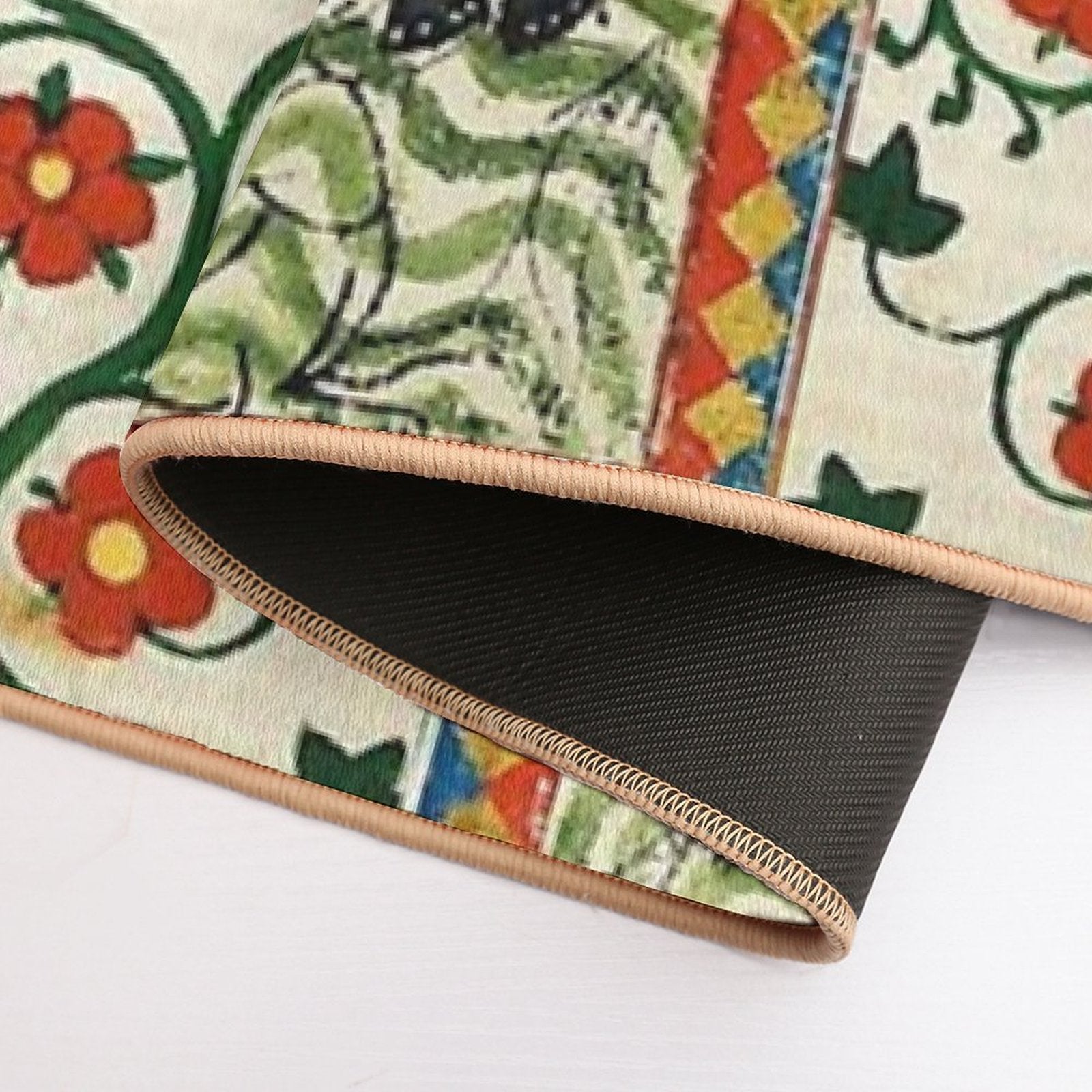 MEDIEVAL KNIGHT HORSEBACK AND RED WILD ROSES  High-Traffic Bath Mat