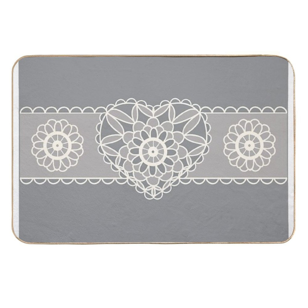 1970's 1980's Vintage Style Heart Shape Crochet Quilting Pattern Silver Heart Ribbon  Versatile Bath Mat