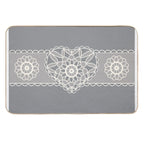 1970's 1980's Vintage Style Heart Shape Crochet Quilting Pattern Silver Heart Ribbon  Versatile Bath Mat