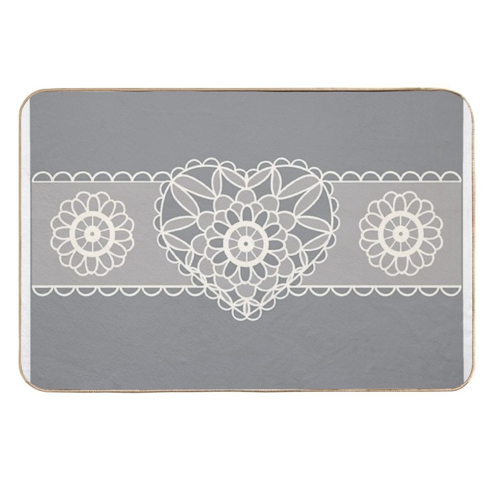 1970's 1980's Vintage Style Heart Shape Crochet Quilting Pattern Silver Heart Ribbon  Versatile Bath Mat