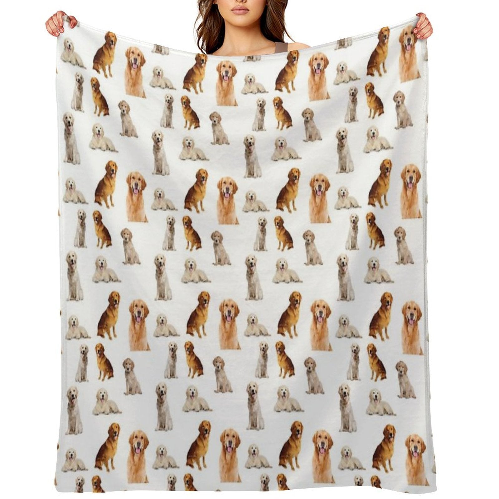 Golden Retrievers Seamless Pattern Anti-pilling Throw Blanket