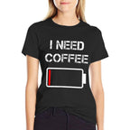 I Need Coffee Funny Coffee Cups Battery Beans Coffee  Fade-proof Color T-Shirt