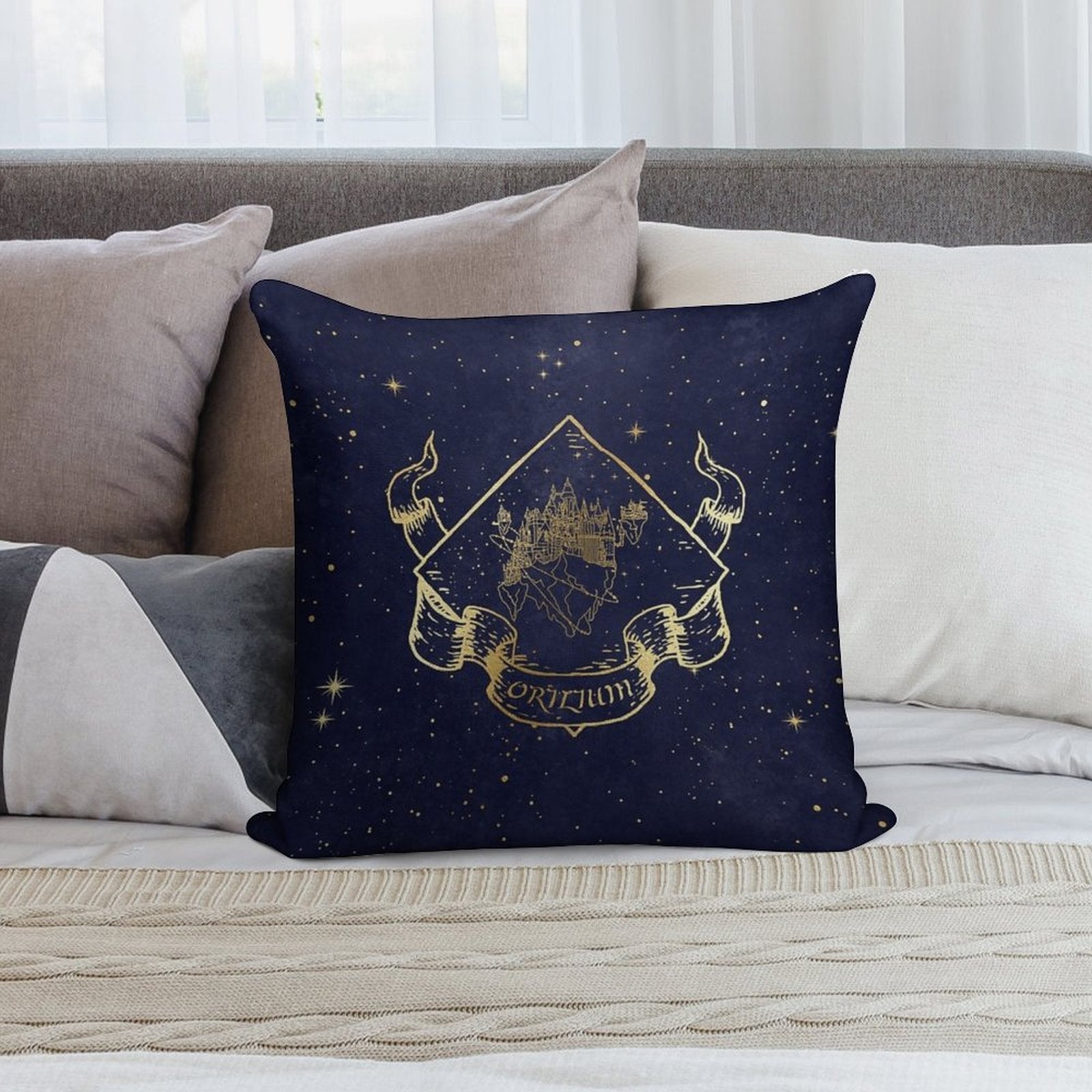 Orilium in Blue Soft Easy Maintenance Throw Pillow