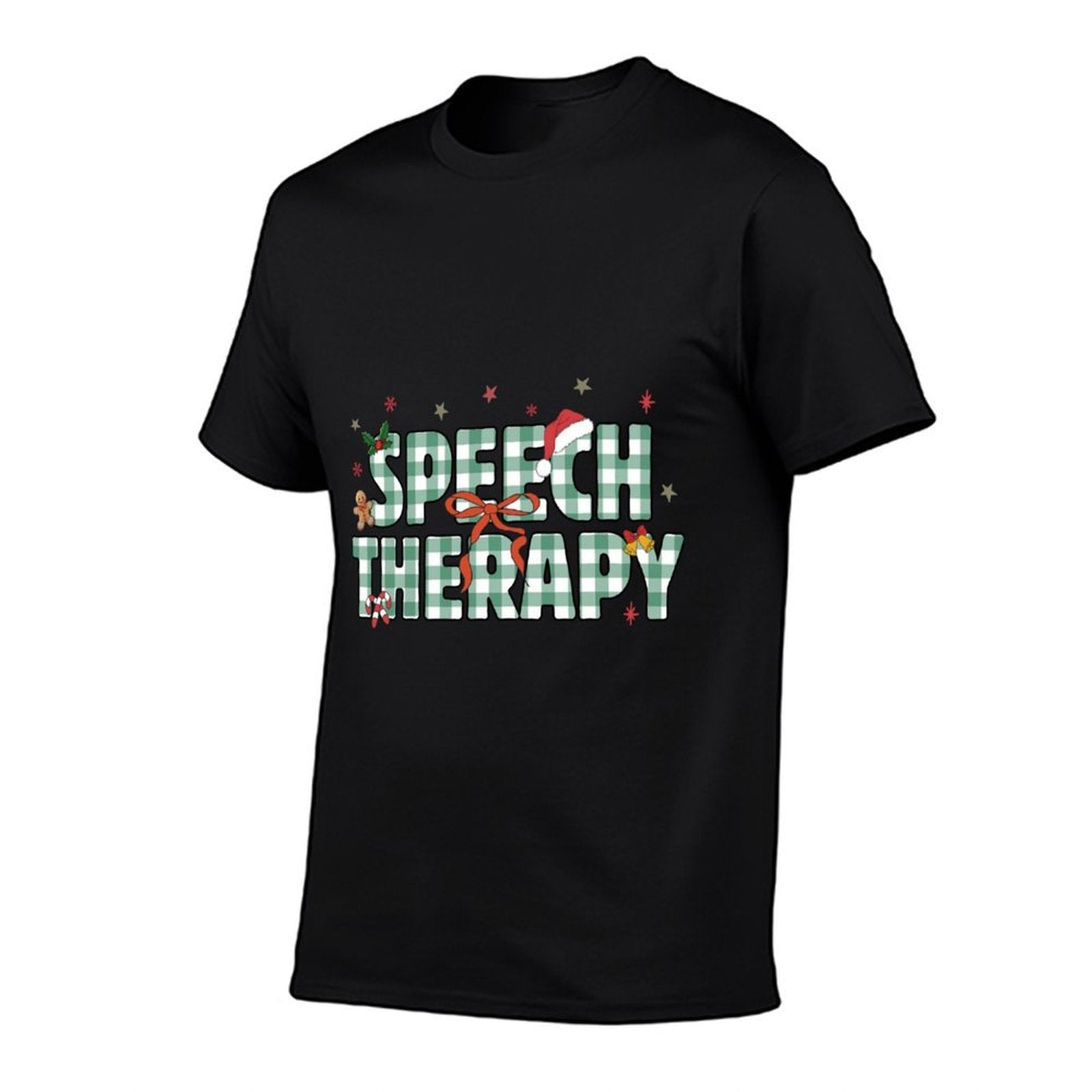 Retro Speech Therapy Christmas Coquette Gingerbread Man SLP Sweatshirt  Cotton T-Shirt