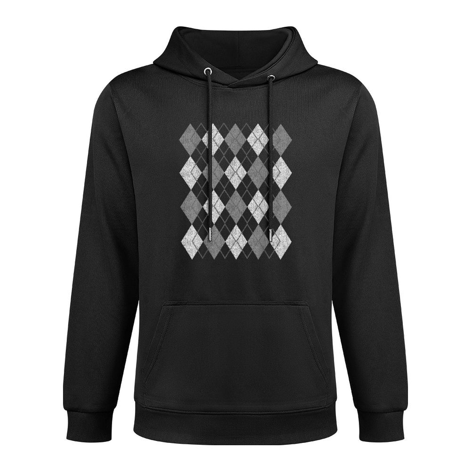 Retro Vintage Grey Argyle Plaid Knit Pattern Unisex Design Hoodie