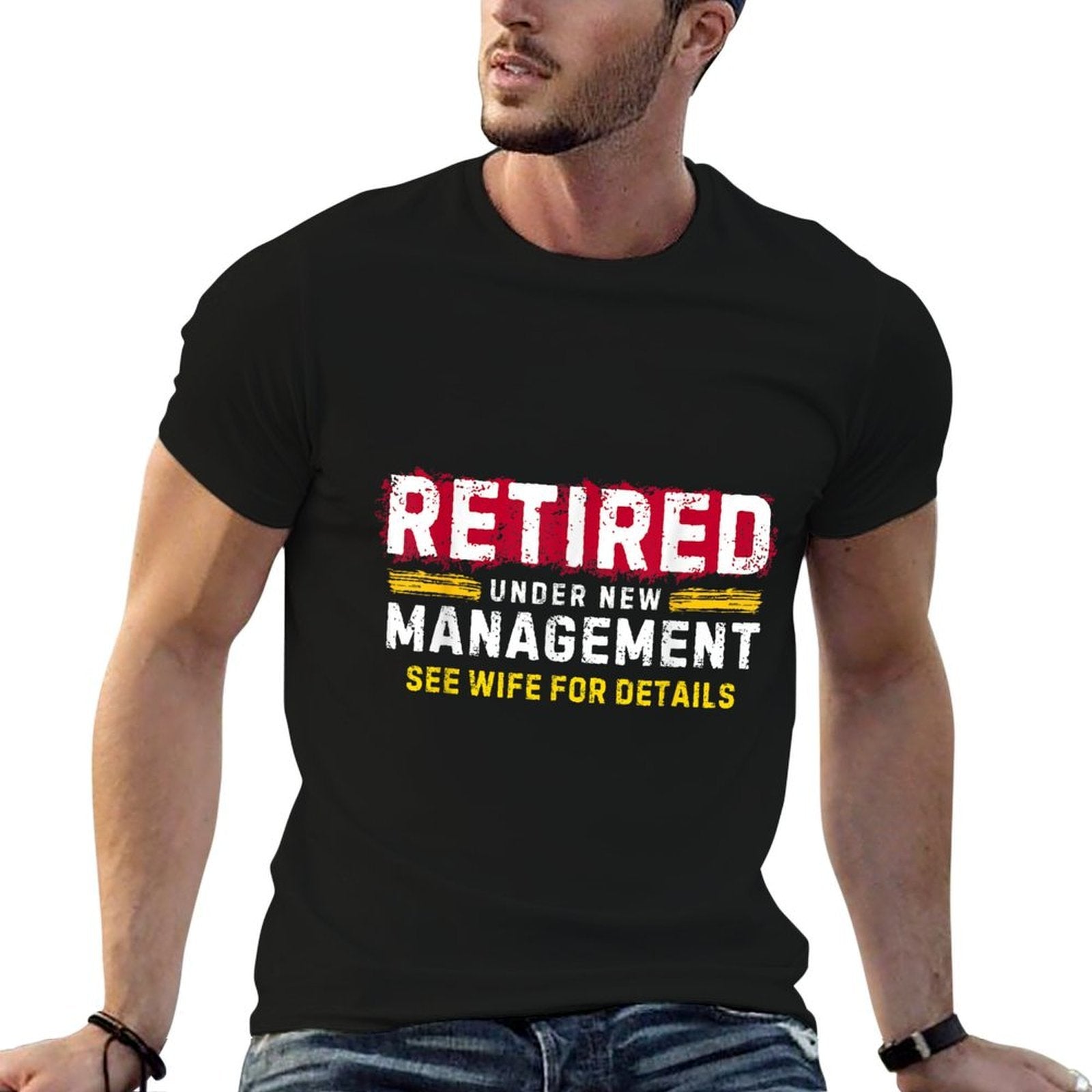 Mens Retro Retired Under New Management See Wife for Details  Lightweight T-Shirt