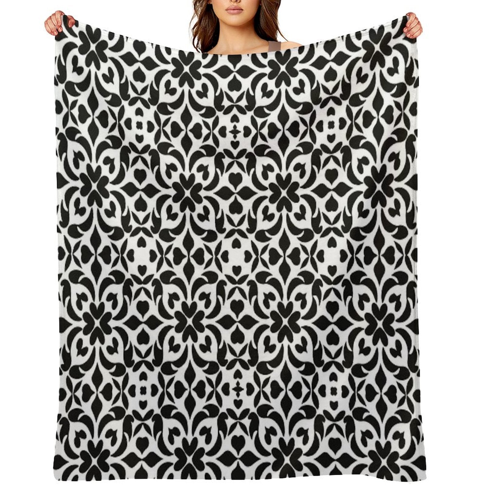 Mosaic Floral Pattern Travel-friendly Throw Blanket