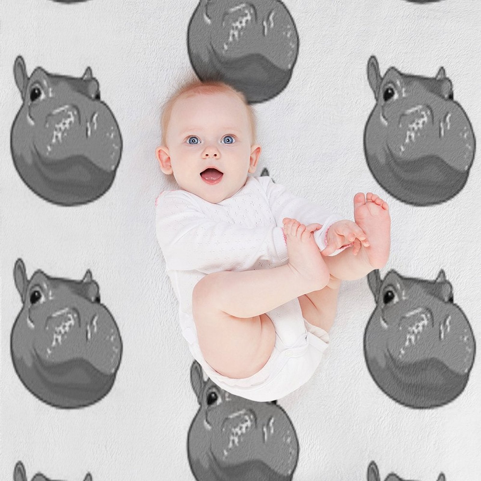 Hippo  Fiona  Cincinnati Zoo (white) Plush Throw Blanket