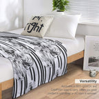 Monochrome Roses & Stripes – Modern Black And White Floral Art Quick-dry Throw Blanket
