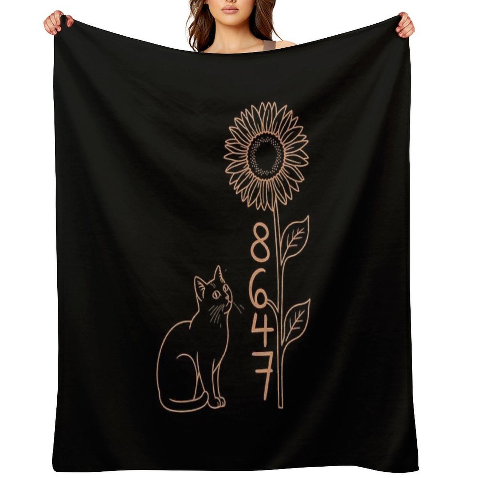 8647 Subtle Anti Trump 86 47 Cat Sunflower, Cat Lovers Durable Throw Blanket